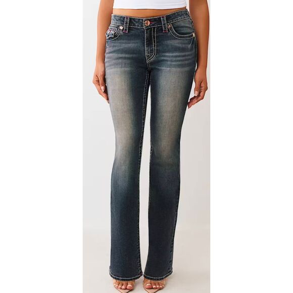 TRUE RELIGION Medium Wash Flap Pocket Bootcut Jeans Size 27 - Picture 1 of 3